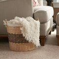 Panier tissé, Panier décoratif avec anses et doublure en coton, Utilisation pour le rangement