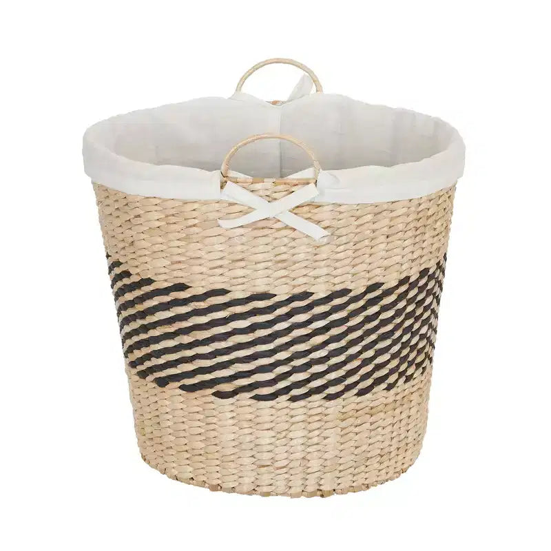 Panier tissé, Panier décoratif avec anses et doublure en coton, Utilisation pour le rangement