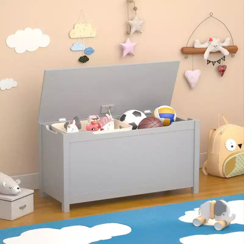 Coffre de Rangement Jouets Enfant Banc Coffre Tabouret de Lit avec Couvercle à Charnière de Sécurité