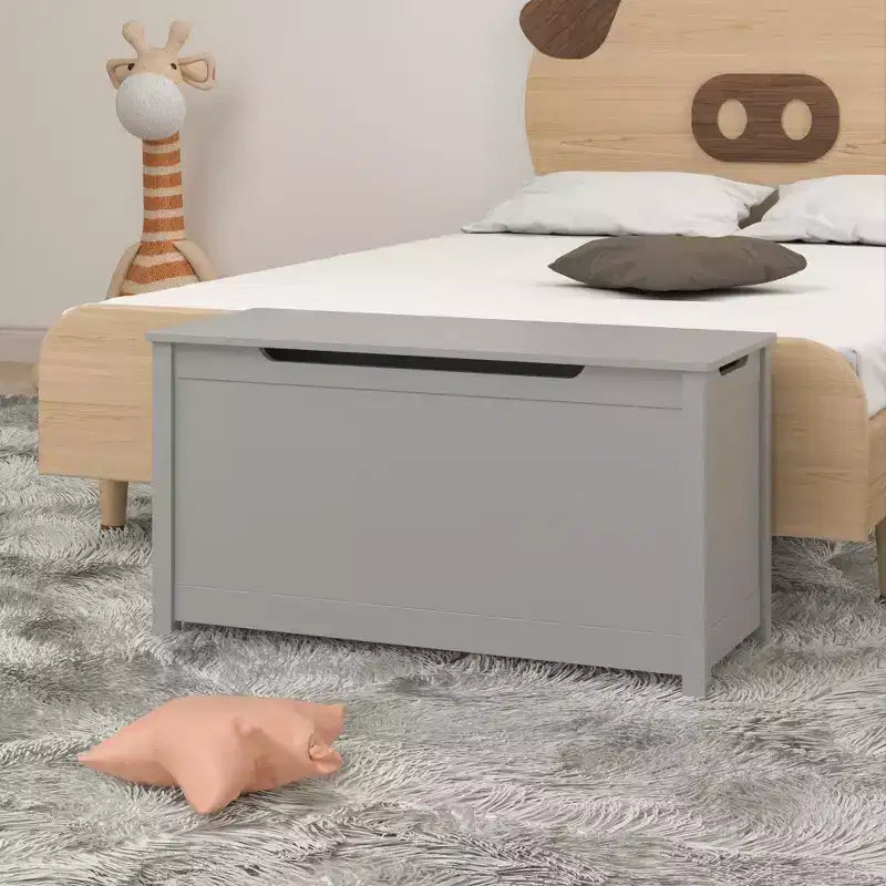 Coffre de Rangement Jouets Enfant Banc Coffre Tabouret de Lit avec Couvercle à Charnière de Sécurité