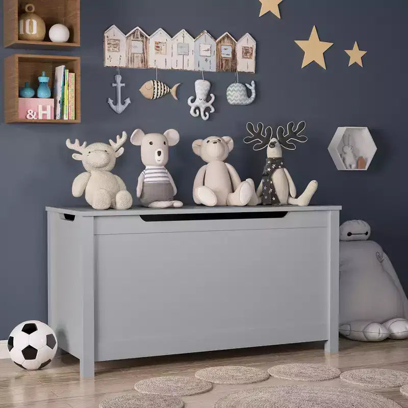 Coffre de Rangement Jouets Enfant Banc Coffre Tabouret de Lit avec Couvercle à Charnière de Sécurité