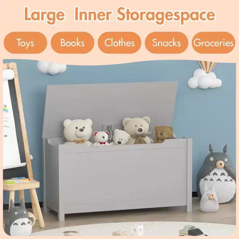 Coffre de Rangement Jouets Enfant Banc Coffre Tabouret de Lit avec Couvercle à Charnière de Sécurité