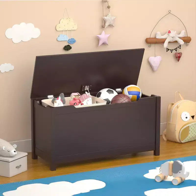 Coffre de Rangement Jouets Enfant Banc Coffre Tabouret de Lit avec Couvercle à Charnière de Sécurité