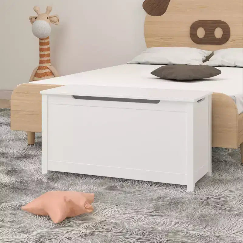 Coffre de Rangement Jouets Enfant Banc Coffre Tabouret de Lit avec Couvercle à Charnière de Sécurité