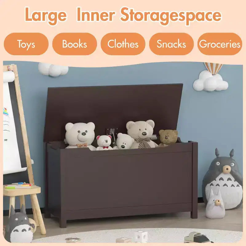 Coffre de Rangement Jouets Enfant Banc Coffre Tabouret de Lit avec Couvercle à Charnière de Sécurité