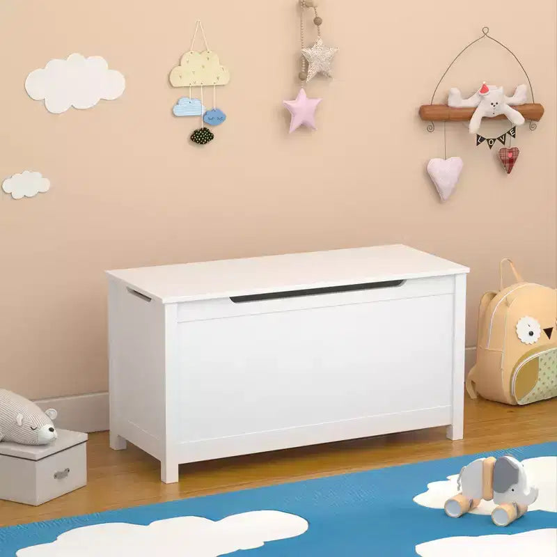Coffre de Rangement Jouets Enfant Banc Coffre Tabouret de Lit avec Couvercle à Charnière de Sécurité