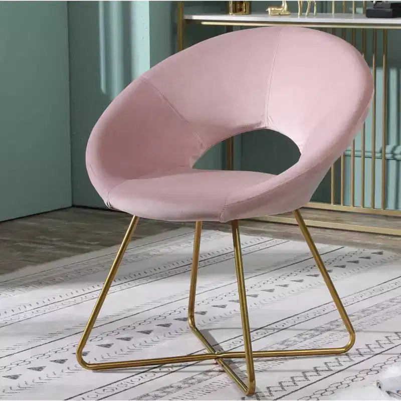 Roundhill Furniture Slatina Silky Velvet Upholstered Accent Chair, Pink with Gold Tone Finished Base
