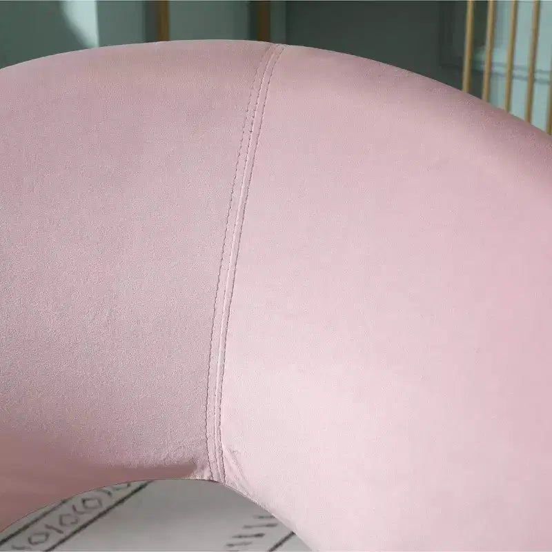 Fauteuil d'appoint en velours soyeux, rose avec piétement doré