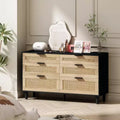 51.18/59.06W Rattan Dresser with 6 Drawers, Storage Cabinet with Metal Handle &amp; Wood Legs - ModernLuxe