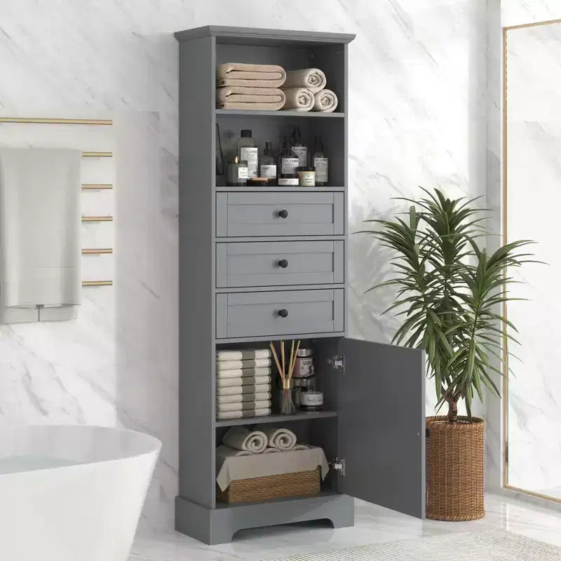 Meuble de rangement avec tiroirs et étagères réglables pour salle de bain