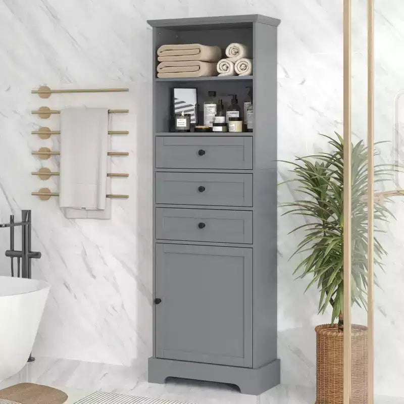 Meuble de rangement avec tiroirs et étagères réglables pour salle de bain