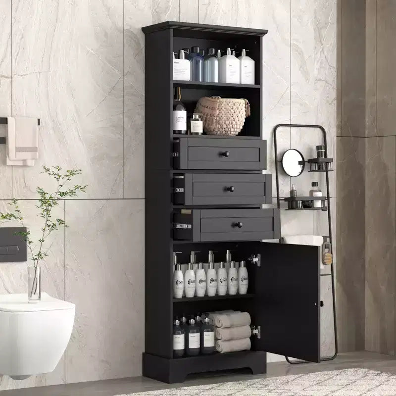 Meuble de rangement avec tiroirs et étagères réglables pour salle de bain