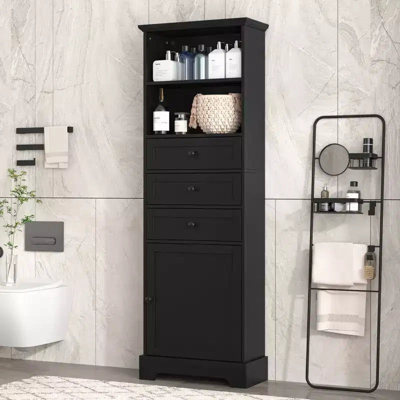 Meuble de rangement avec tiroirs et étagères réglables pour salle de bain