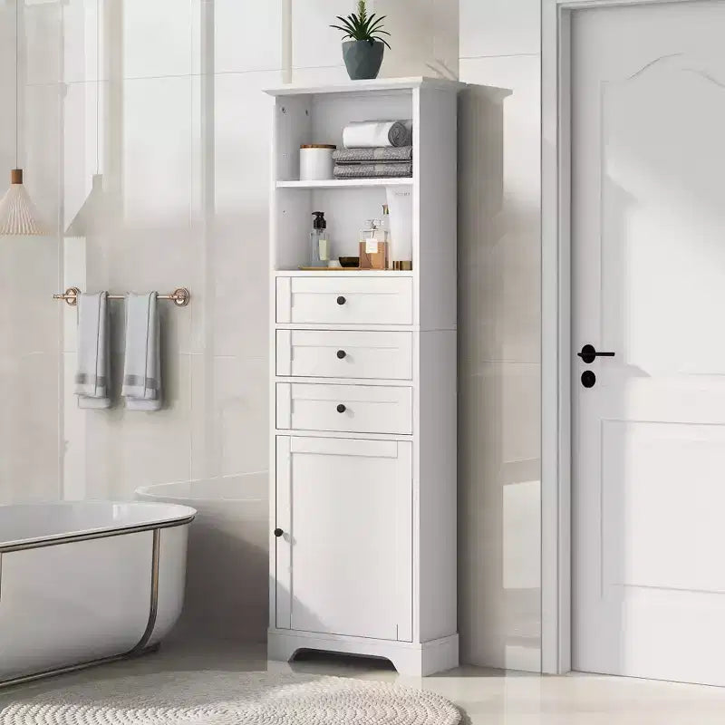 Meuble de rangement avec tiroirs et étagères réglables pour salle de bain