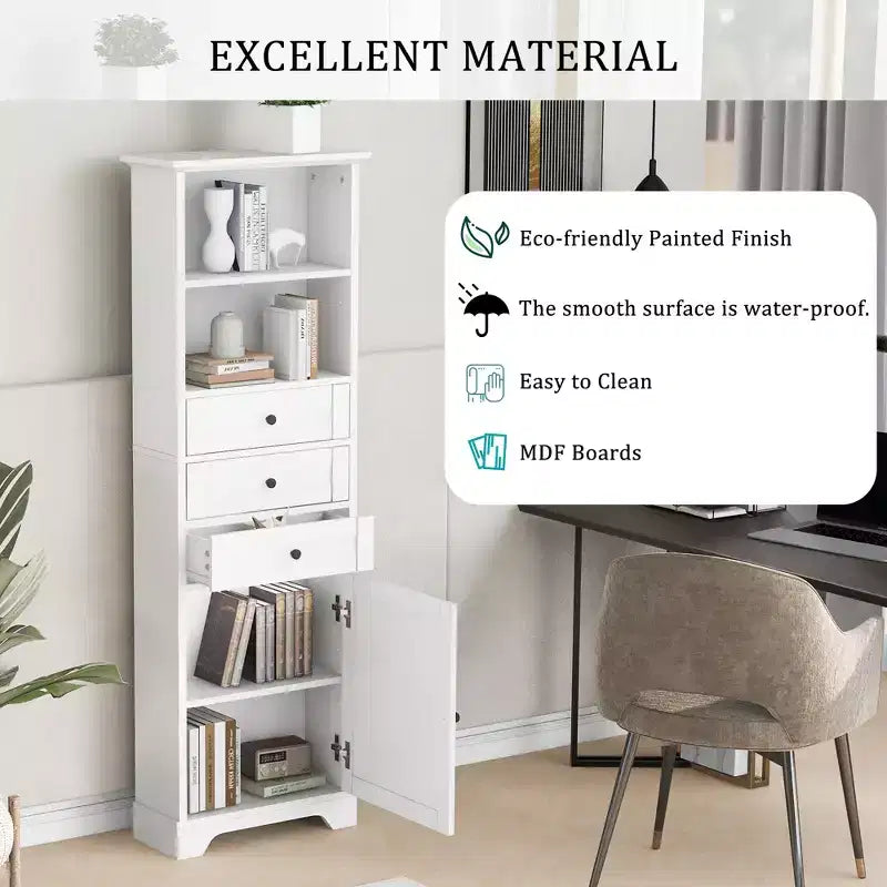 Meuble de rangement avec tiroirs et étagères réglables pour salle de bain