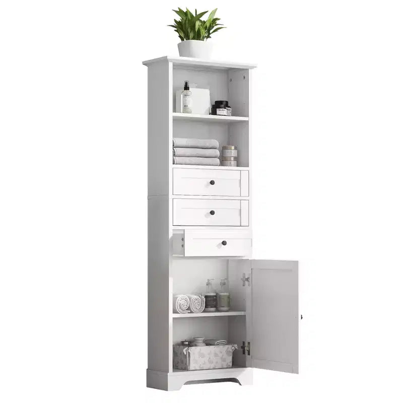 Meuble de rangement avec tiroirs et étagères réglables pour salle de bain