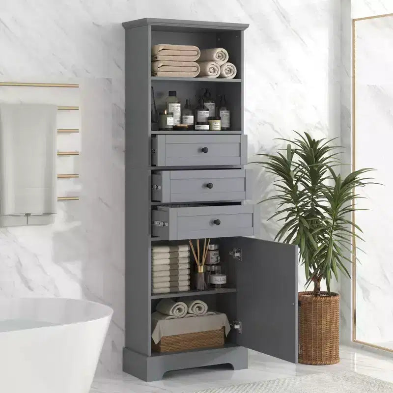 Meuble de rangement avec tiroirs et étagères réglables pour salle de bain
