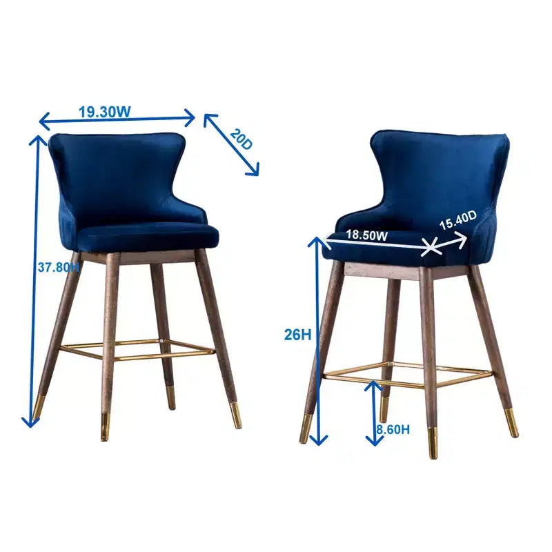 Tabourets de comptoir à dossier haut et ailes, recouverts de tissu, gris