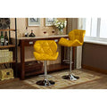 Roundhill Furniture Glasgow Contemporary Tufted Adjustable Height Hidraulic Bar Stools, Yellow, Set of 2
