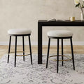 2/4 pcs Counter Stools, Modern Round Accent Stools with Metal Frame, Cushion, Footrest for Kitchen/Bedroom/Dining Room -ModernLuxe