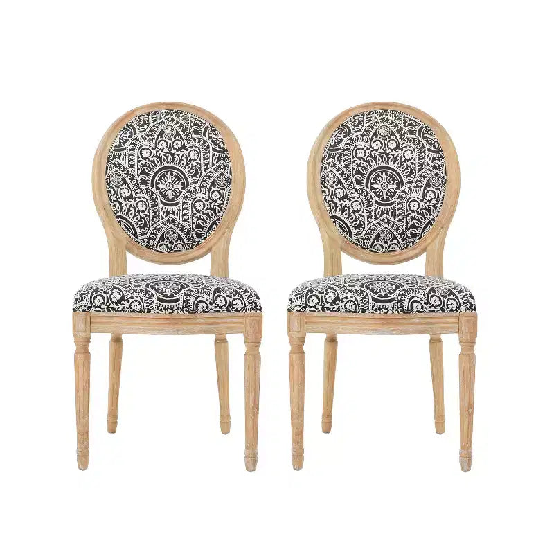 GDFStudio Karter French Country Upholstered Dining Chairs (Set of 2)