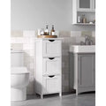 Floor Cabinet, Free-Standing Storage Cabinet with 3 Drawers, 11.8 x 12.6 x 31.9 Inches, Modern Style, Matte White