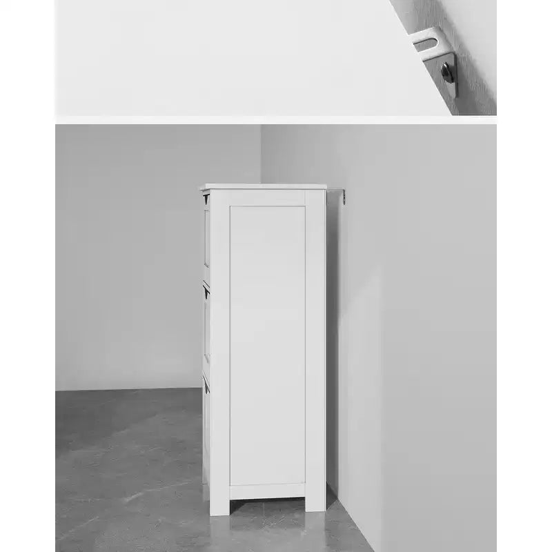 Meuble bas, Armoire de rangement autonome avec 3 tiroirs, Blanc mat