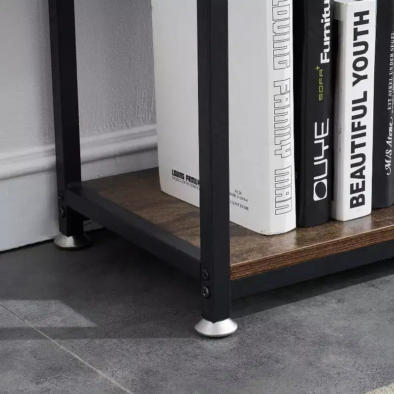 Étagère de rangement industrielle à 2 tiroirs, bibliothèque à 5 niveaux, marron classique