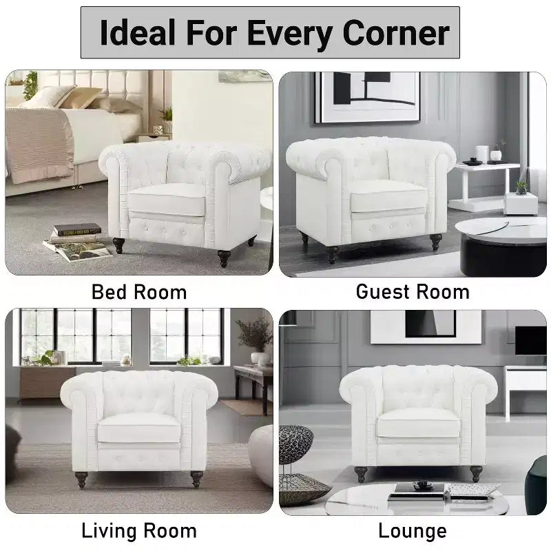 Fauteuil d'appoint capitonné en losange