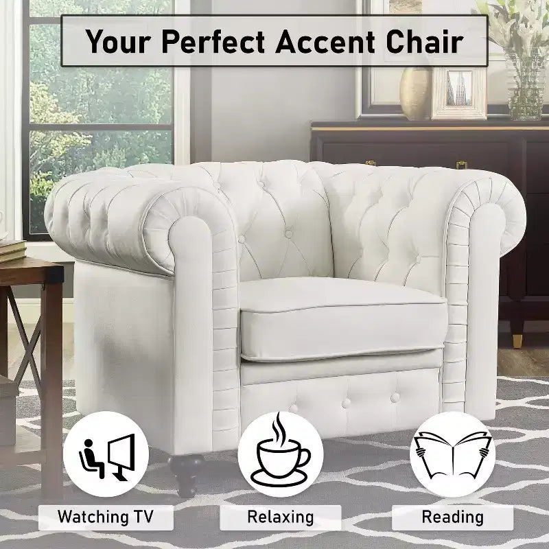 Fauteuil d'appoint capitonné en losange