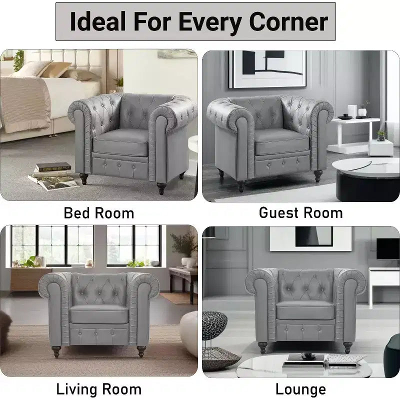 Fauteuil d'appoint capitonné en losange