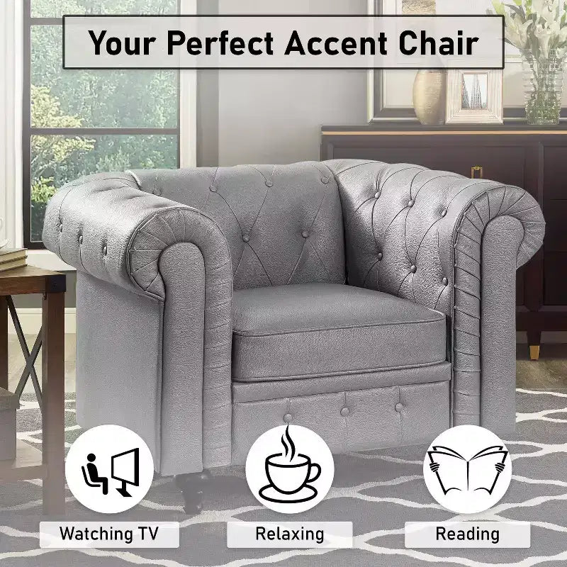 Fauteuil d'appoint capitonné en losange