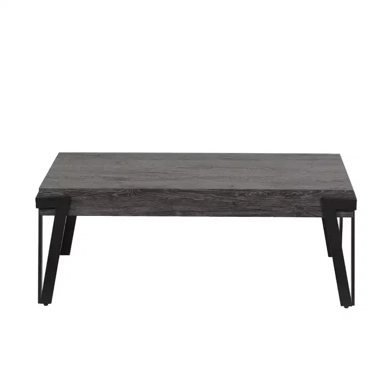 LuxenHome Gray Oak Manufactured Wood and Metal 43-Inch Wide Coffee Table Black