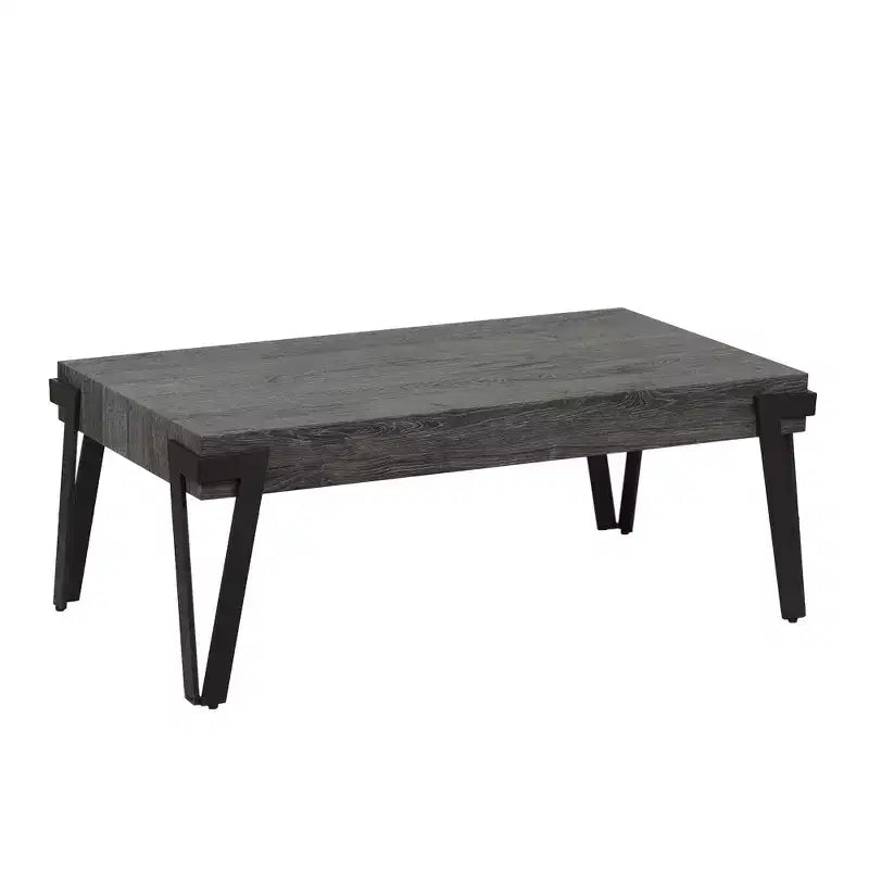 Table basse de 109 cm de large en bois manufacturé et métal chêne gris noir
