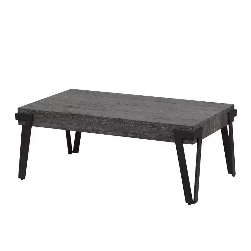 Table basse de 109 cm de large en bois manufacturé et métal chêne gris noir