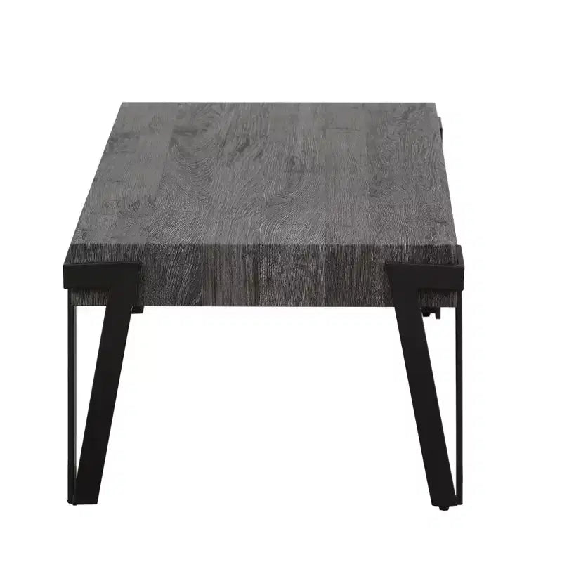 Table basse de 109 cm de large en bois manufacturé et métal chêne gris noir