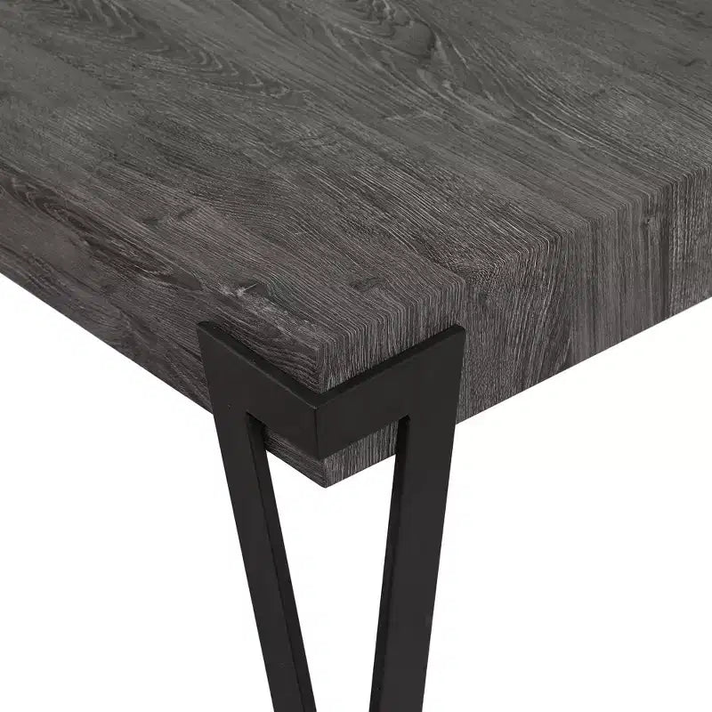 Table basse de 109 cm de large en bois manufacturé et métal chêne gris noir