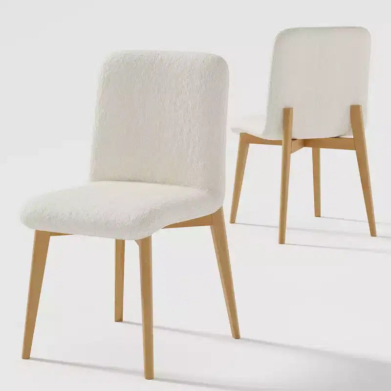 Chaises de salle à manger capitonnées en fausse fourrure blanche
