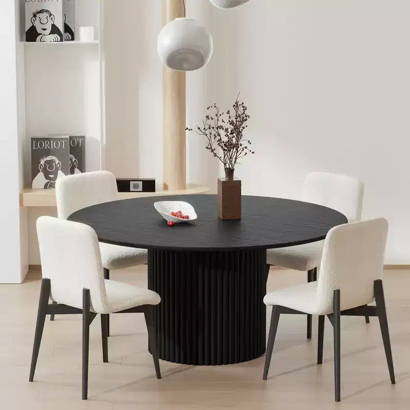 Chaises de salle à manger capitonnées en fausse fourrure blanche