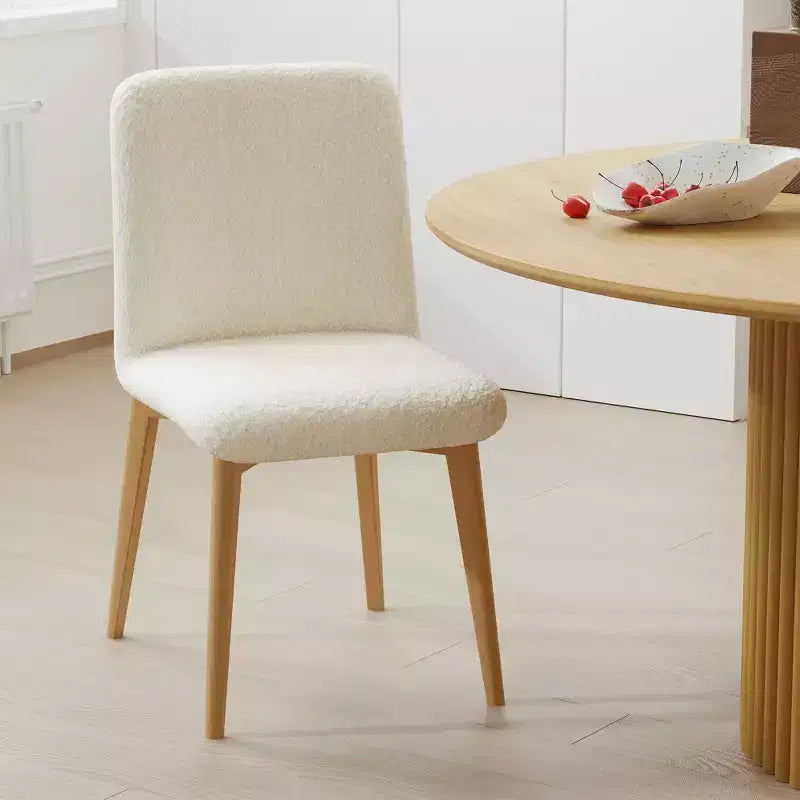 Chaises de salle à manger capitonnées en fausse fourrure blanche