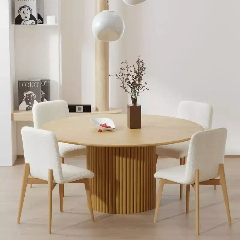 Chaises de salle à manger capitonnées en fausse fourrure blanche