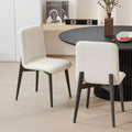 Pexfix White Faux Fur Upholstered Dining Chairs Set of 2