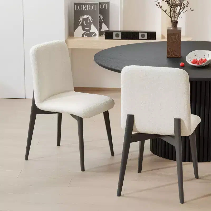 Pexfix White Faux Fur Upholstered Dining Chairs Set of 2