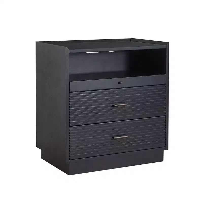 Alcide end table with USB and LED Light| ART OF LIVING DESIGNS-BLACK