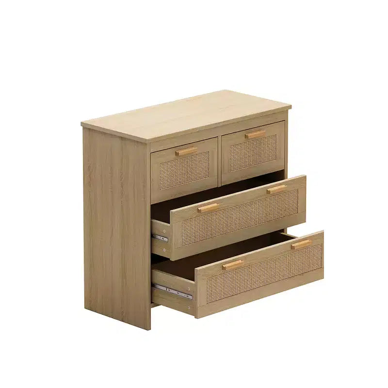 Commode à 4 tiroirs en rotin moderne