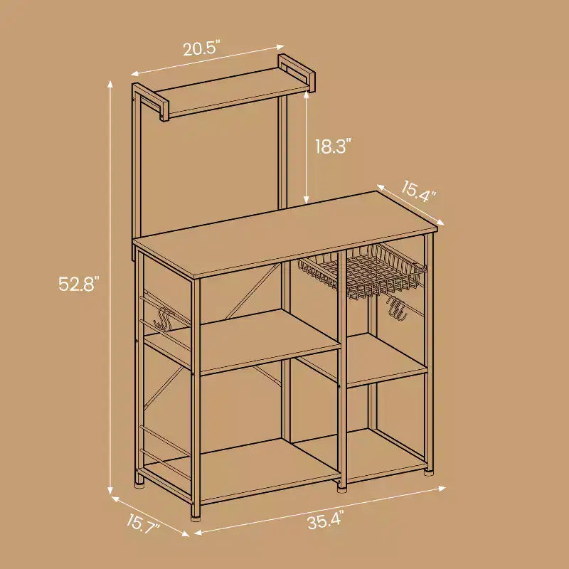 Étagère de boulanger, support pour micro-ondes, étagère de rangement de cuisine avec panier métallique