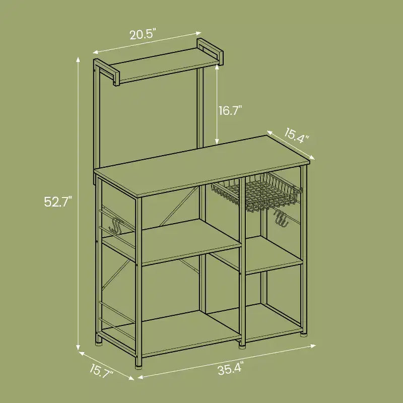 Étagère de boulanger, support pour micro-ondes, étagère de rangement de cuisine avec panier métallique