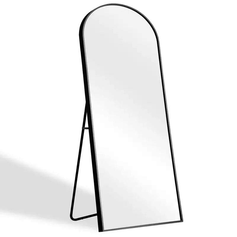 Miroir pleine longueur avec une arche à angle droit et un cadre fin en alliage d'aluminium