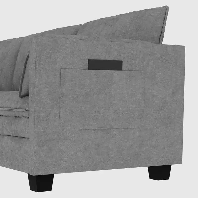 Canapé causeuse Mid-century moderne de 188,67 cm avec pochette latérale