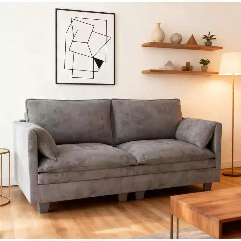 Canapé causeuse Mid-century moderne de 188,67 cm avec pochette latérale